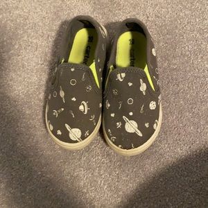 Little boys size 10 slip on space sneakers